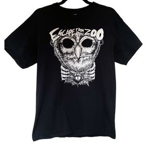 Escape from the Zoo Folk Punk Band Tee Black Shirt ScreenPrint Medium Gildan Owl